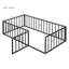 Structure de lit simple en métal pour enfants avec clôture et porte, lit robuste et durable, facile à assembler, noir-118614487-118614488