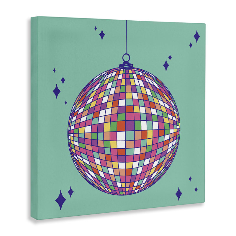 Toile géométrique moderne à motif disco, design par Sazerelli Designs, H 17 po x l 17 po
