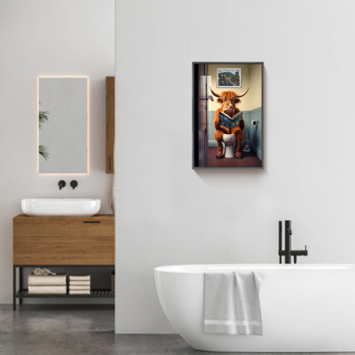 Impression d'art sur toile encadrée, vache des Highlands, COW4