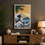 Wave and Mount Fuji Japandi 1 Piece Wrapped Canvas Wall Art-242498457-242498456