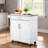 White Multifunctional Kitchen Trolley Comes With Storage Drawers Enclosed Cabinet And Exterior Towel Holder