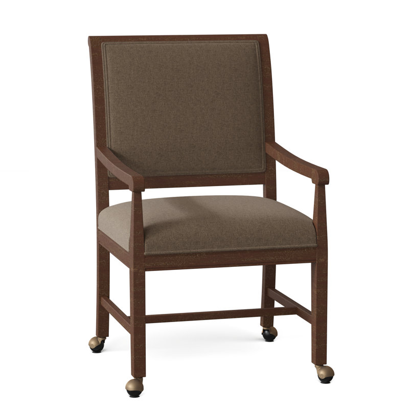 Lori Upholstered King Louis Back Arm Chair, Walnut, 4787 Mineral
