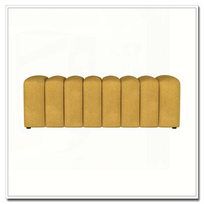 Banc rembourré en tissu capitonné, jaune moutarde