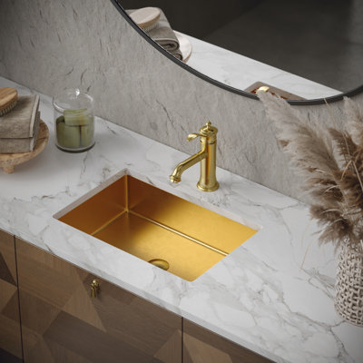 Lavabo de salle de bain rectangulaire encastrable en acier inoxydable 15 po Karran Cinox