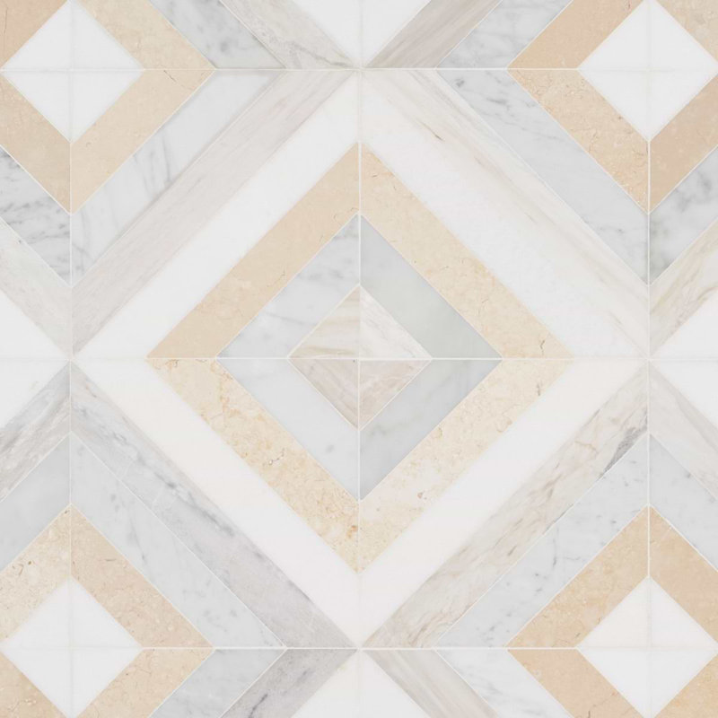 Bowery 8x8 Chevron Polished Marble Mosaic Tile