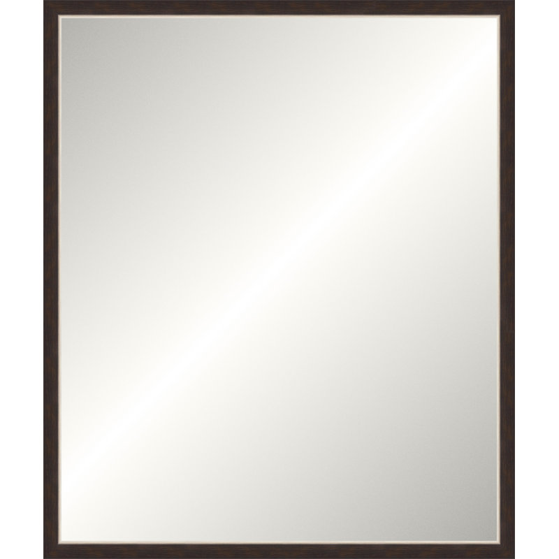 Silver and Espresso Gallery Mirror, Wide Vanity