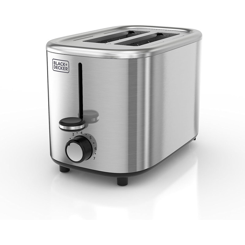 Stainless Steel 2-Slice Toaster with Wide Slots and Crumb Tray