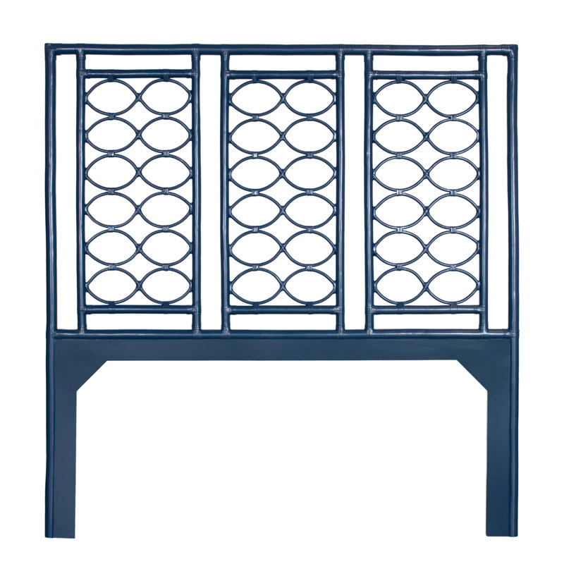 Infinity Wicker/Rattan Open-Frame Headboard, Navy Blue, Queen