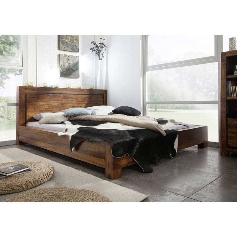 Metro Solid Wood Bed, Brown, 180cm W x 222cm L