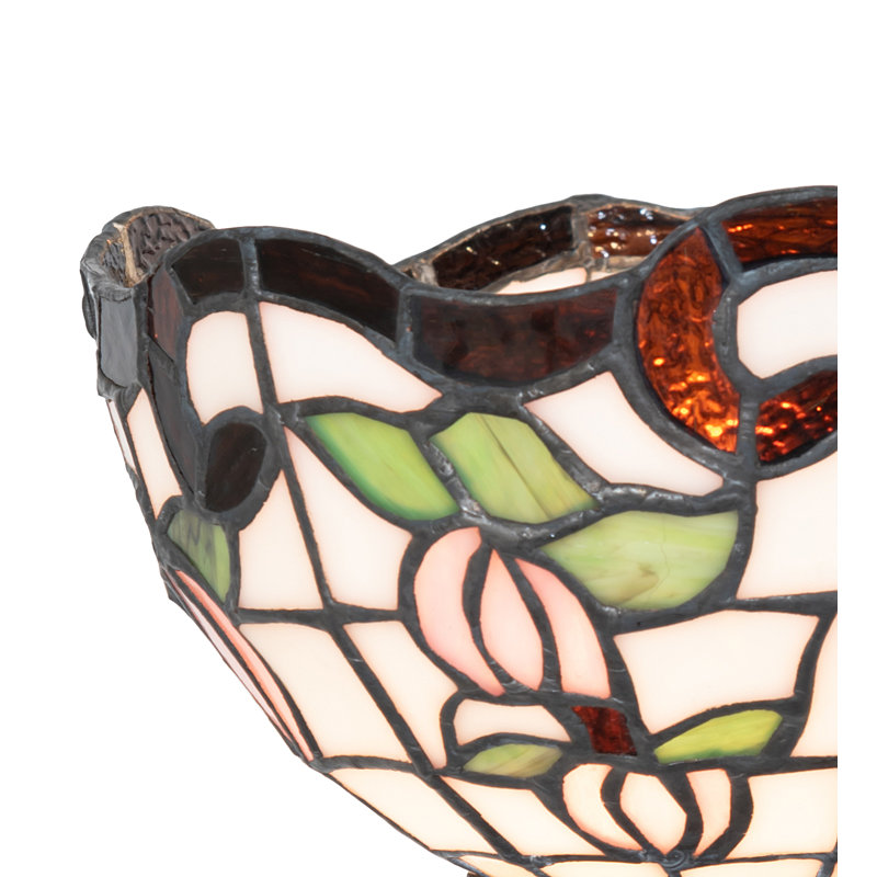 7" Wide Roseborder Wall Sconce, White/Pink/Green/Amber, 9.5" H x 8" W x 9.5" D