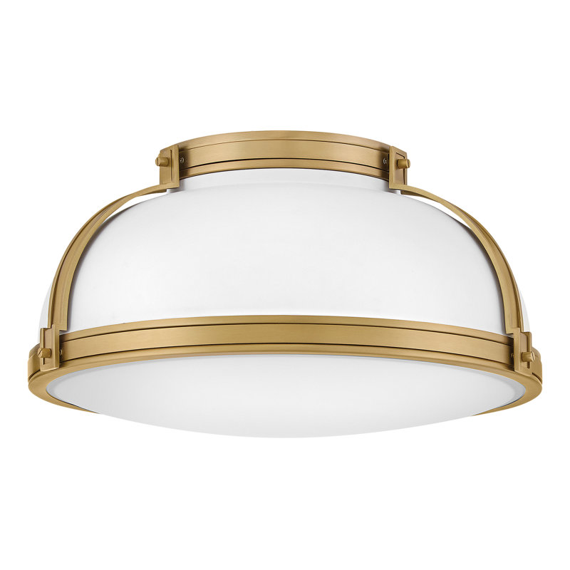 Hinkley Barton Medium Flush Mount Ceiling Light, Gold, Matte White