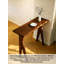 Table de bar contemporaine en bois massif avec pattes de support divisées et inclinées-1834832507