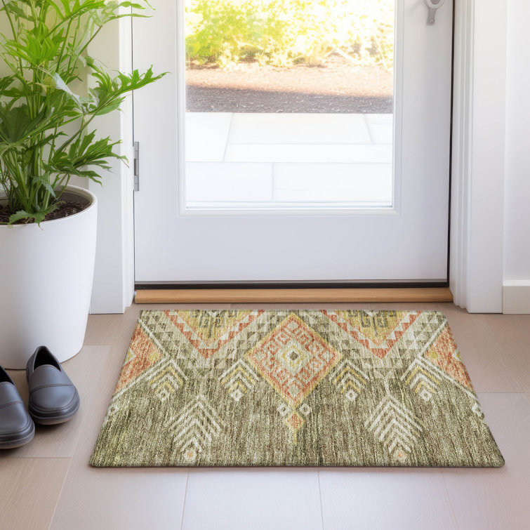 Machine Washable Indoor/Outdoor Chayden ACN1091 Green Rug