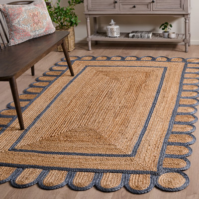 Natural Fiber Handwoven Jute Geometric Indoor Use Only Rug