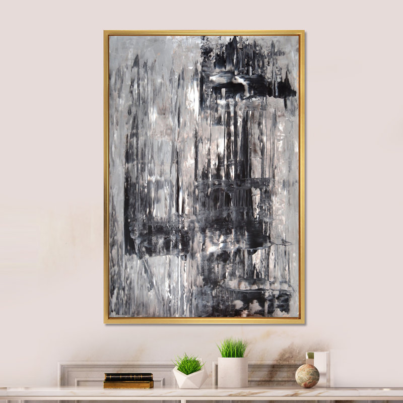 Art moderne gris et bleu II 2PT47771, H 20 po x l 12 po x P 1 po, Encadrement doré