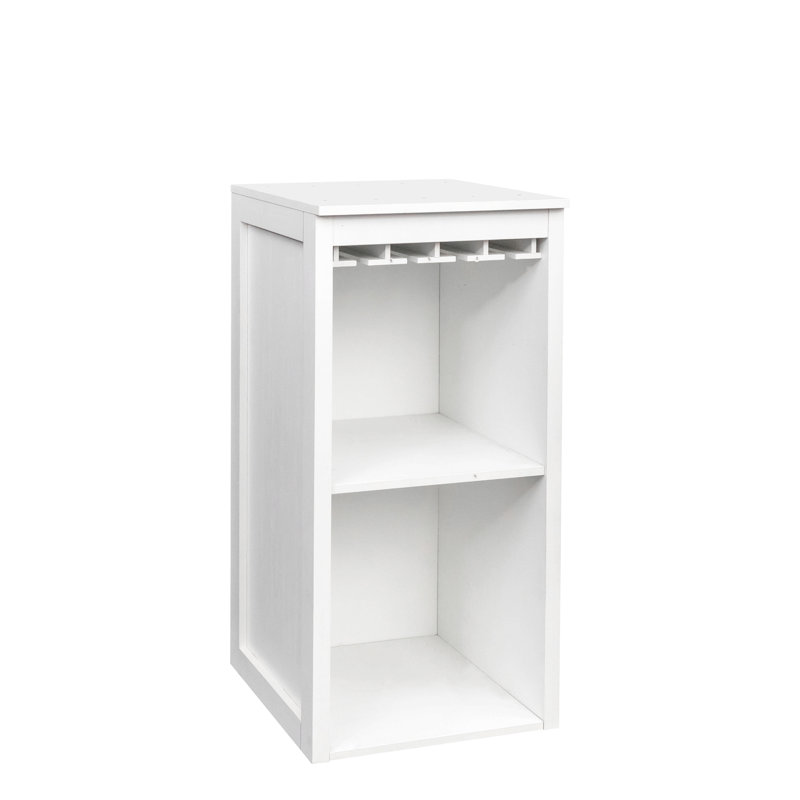Modular Wine Bar Cabinet With Storage Shelves With Hutch For Dining Room, White