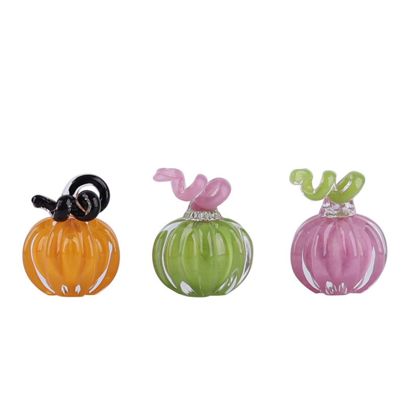 The Holiday Aisle® Glass 3.54 in. Multicolor Halloween Pastel Pumpkin Set of 3