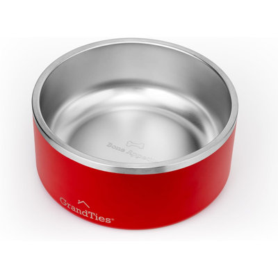 Bol pour chien en acier inoxydable Grandoz 64 oz | Bols gravés, réutilisables, sans BPA pour chat et chien (canneberge)