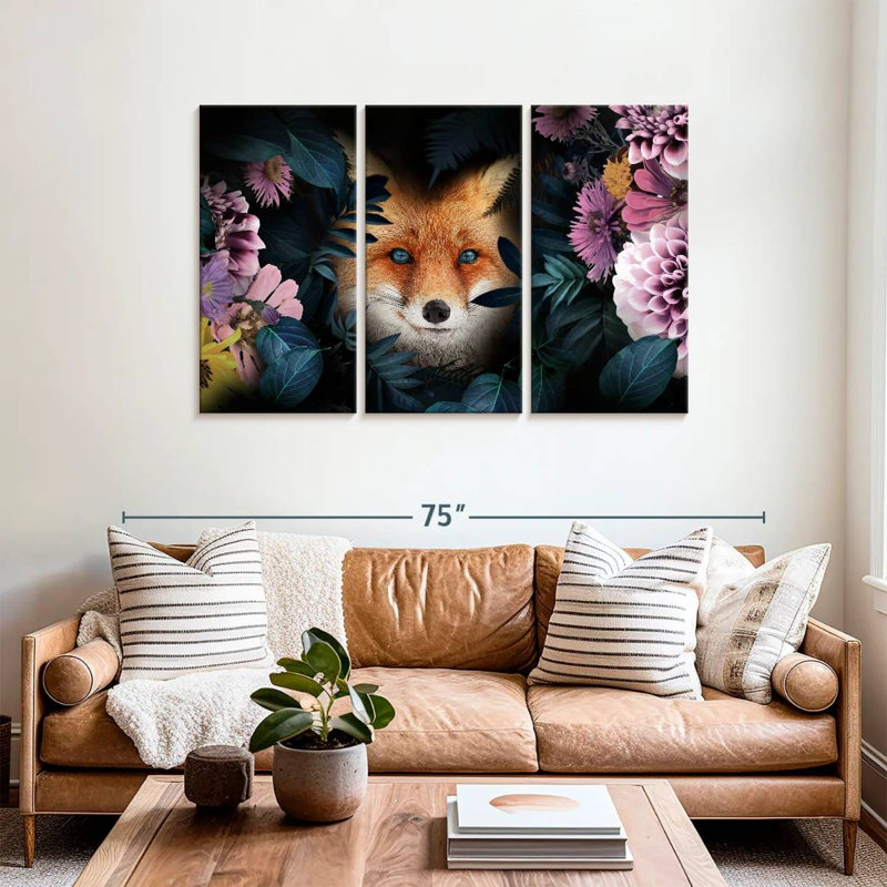 Brampt Floral Red Fox, 36" H x 57" W