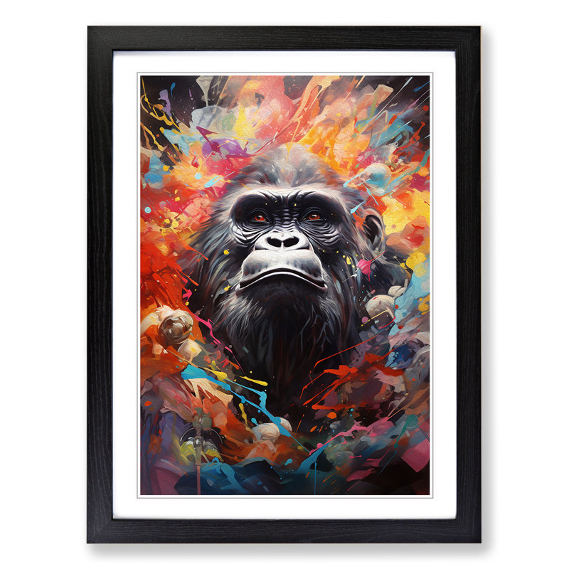 XYZ-FRM-V1223-3494 Gorilla Dadaism No.2 - Single Picture Frame Print on Wood