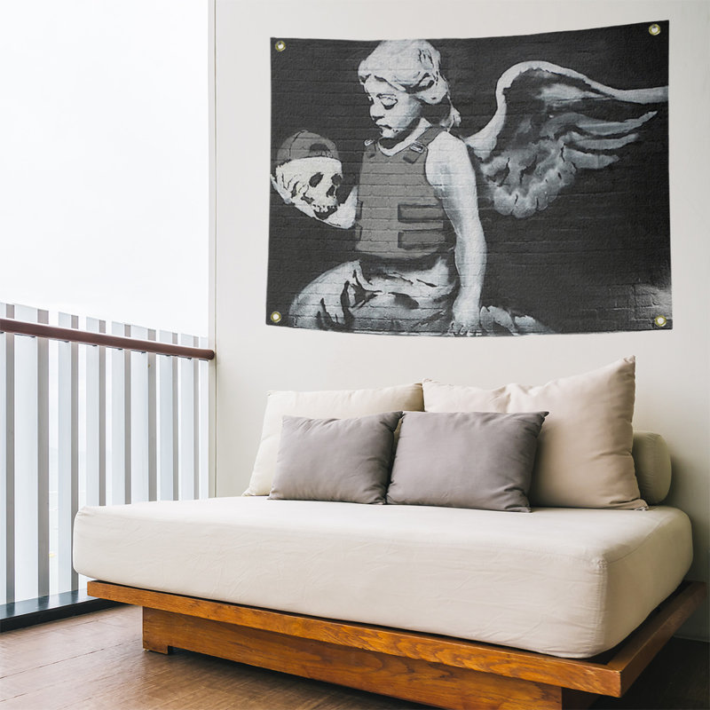 Tapisserie ange en polyester, H 26 po x l 36 po x P 1 po