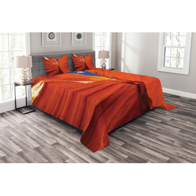 Orange/Blue 100% Microfibre Bedspread