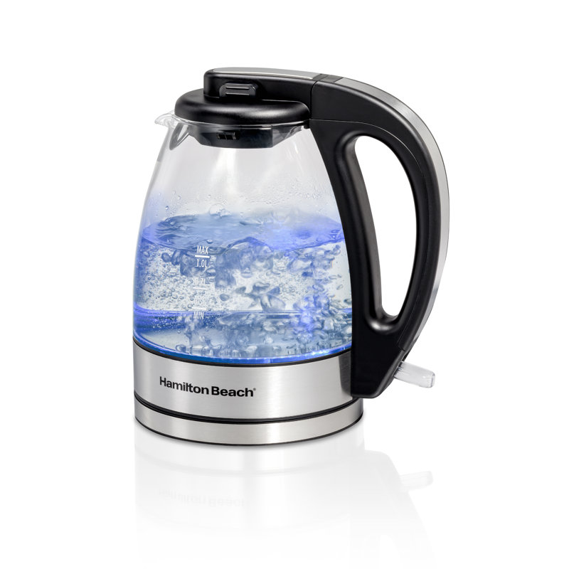 Hamilton Beach® Compact 1 Liter Glass Electric Tea Kettle with Cordless Serving, Auto-Shutoff & Boil-Dry Protection