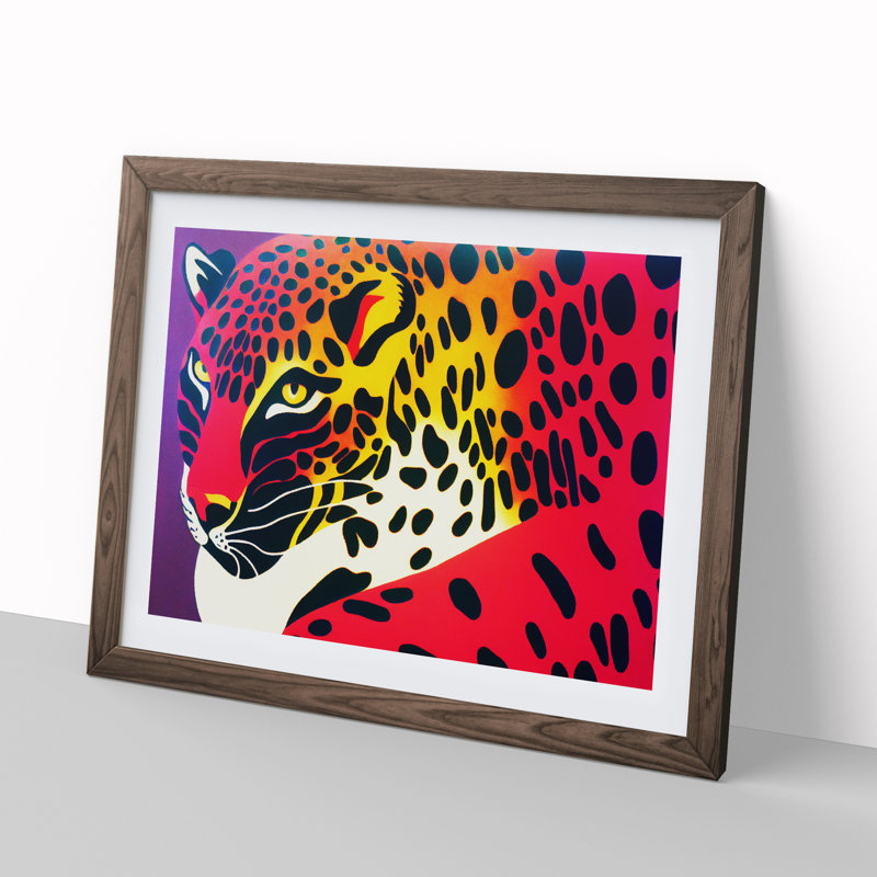 Spirited Leopard Abstract - Framed Print, Walnut, 46cm H x 64cm W x 2cm D