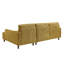 Canapé modulable 3 places avec méridienne, profondeur 149 cm, revêtement en velours côtelé jaune antique, largeur 246 cm, structure en bois massif, coussins garnis, hauteur 89 cm, poids 86 kg