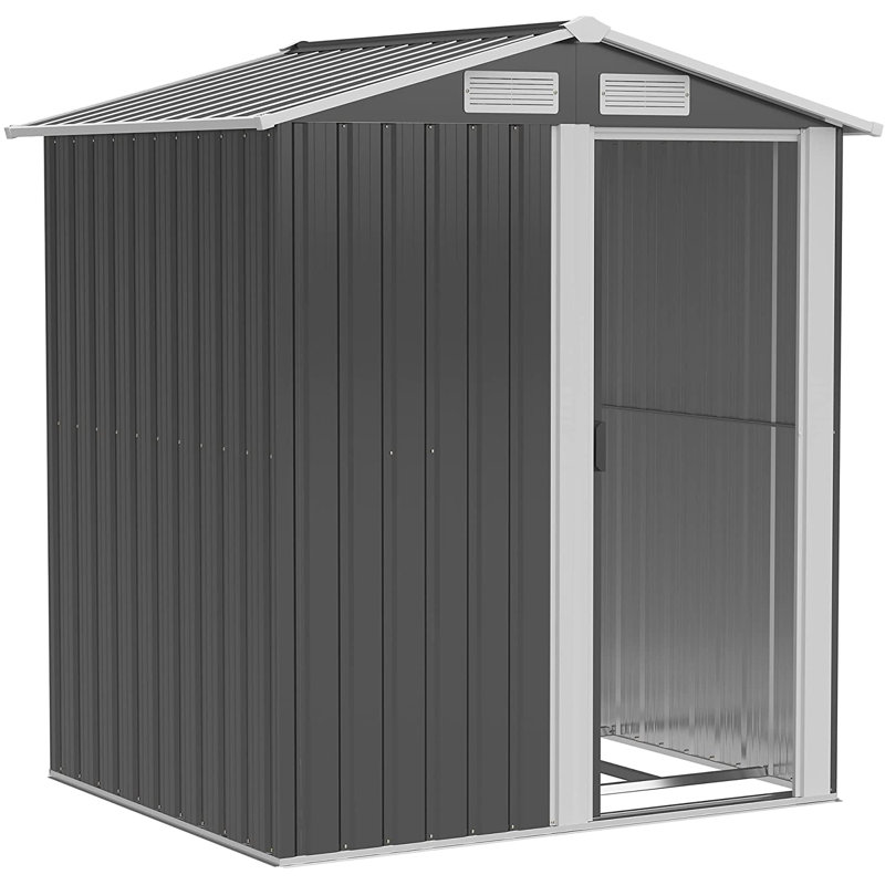 Outsunny 5ft x 4.3ft Outdoor Metal Storage Shed with Sliding Door Sloped Roof