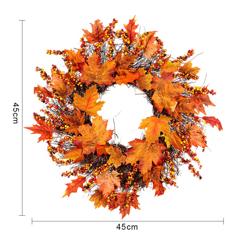 Handcrafted Faux Lighted Maple Polyester 45cm Wreath