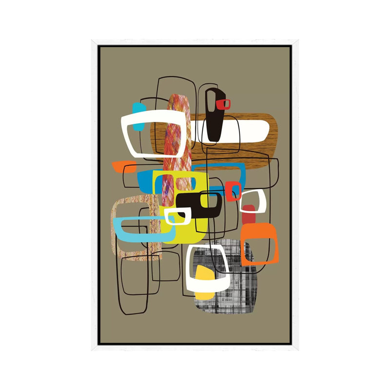 Lined With Hollow Shapes by Angel Estevez - Print on Canvas, White Framed, 101.6 cm H x 66.04 cm W