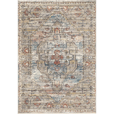 Tapis médaillon Machado pour le salon, la chambre et la cuisine, beige / ivoire