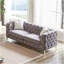 Canapé en velours de luxe 82,5 pouces avec boutons Chesterfield capitonnés avec 2 coussins et pieds en métal-373794837