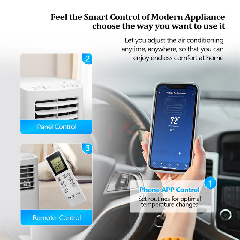 Winado 8000 BTU Wi-Fi Connected Portable Air Conditioner for 200 Square Feet with Remote Included
