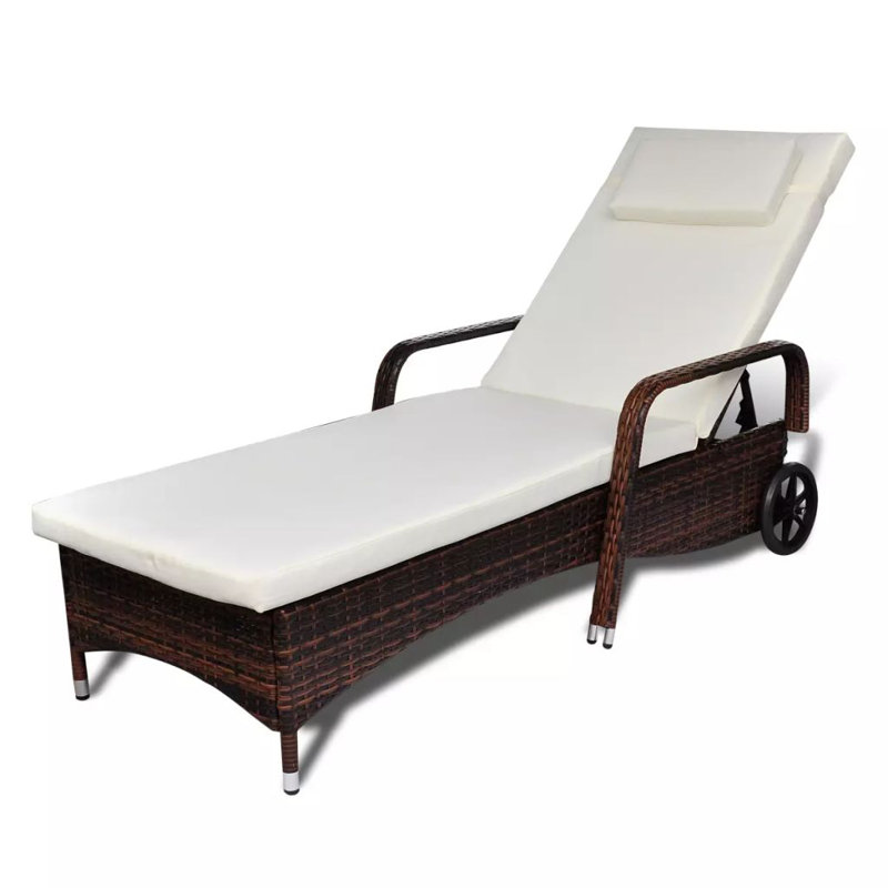 Vitagliano 79.2" Long Single chaise with Cushions, Brown