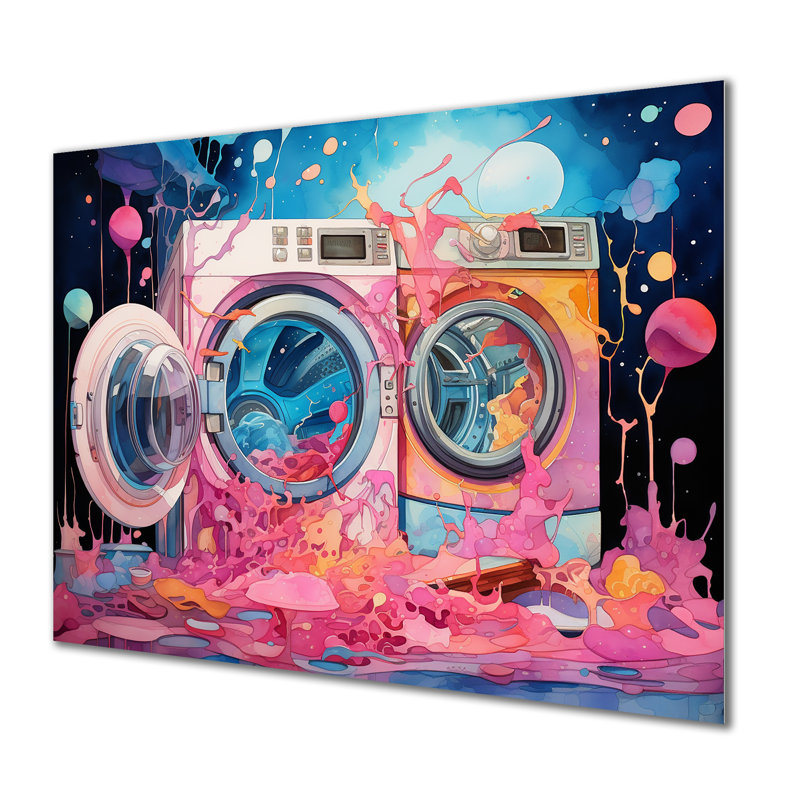 Machine à laver rose Escapade 1 - Art mural en métal blanchisserie MT135150, H 12 po x l 20 po x P 1 po