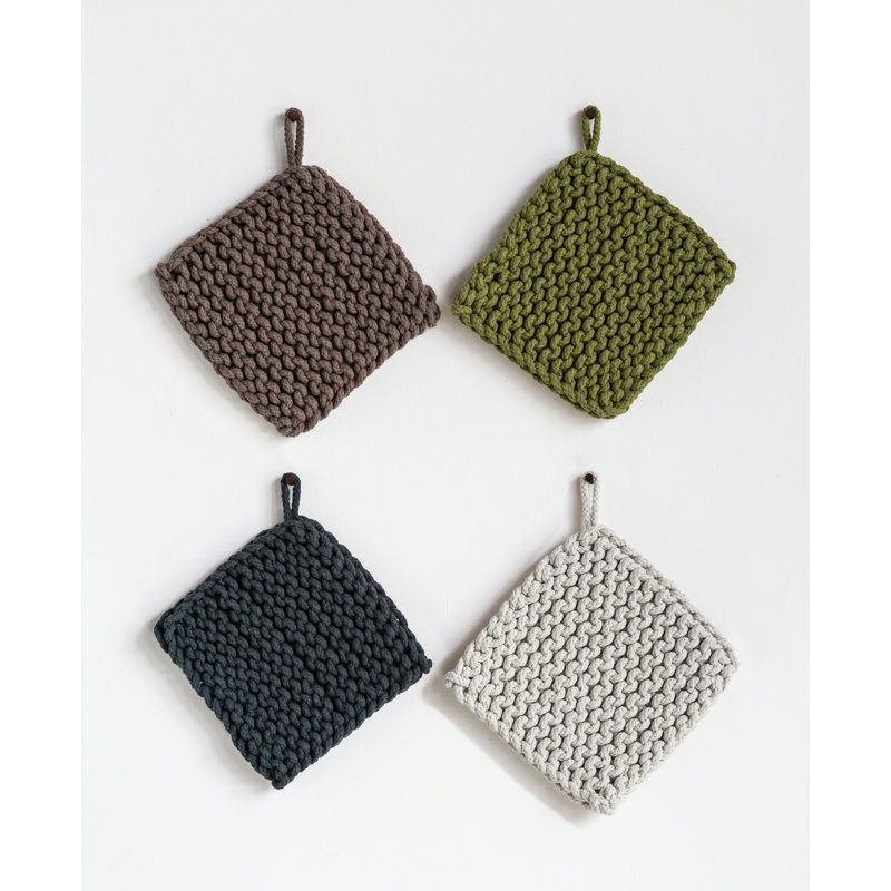 Poignée crocheté 2 pièces Elodge Joss & Main, Brun / vert / gris / blanc