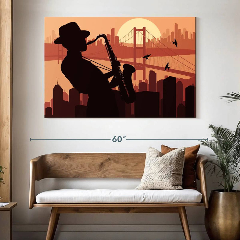 Silhouette de joueur de saxon Abarca, H 34 po x l 51 po