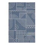 Ziggy Geometric Area Rug in Deep Ocean Blue