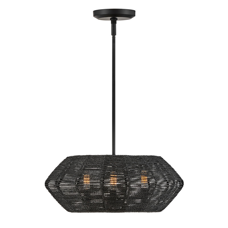 Ariza 3-Light Chandelier, Black, Black