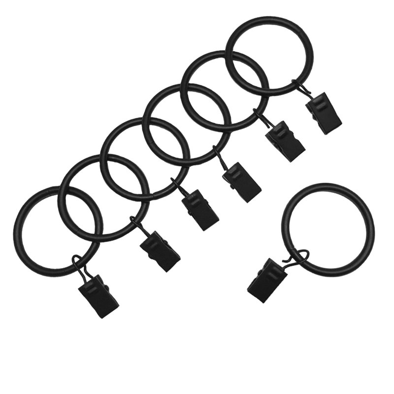 Fraida Curtain Rings, Matte Black, 2.6" x 1.6" x 0.4"