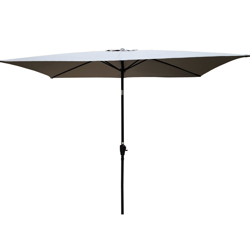 Parasol de patio 9 pi x 6 pi - pour résister aux intempéries et à la manivelle avec inclinaison pour le jardin, Gris moyen
