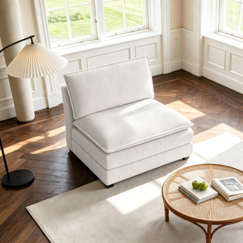 Fauteuil d'appoint sans accoudoirs Lauretta, Beige