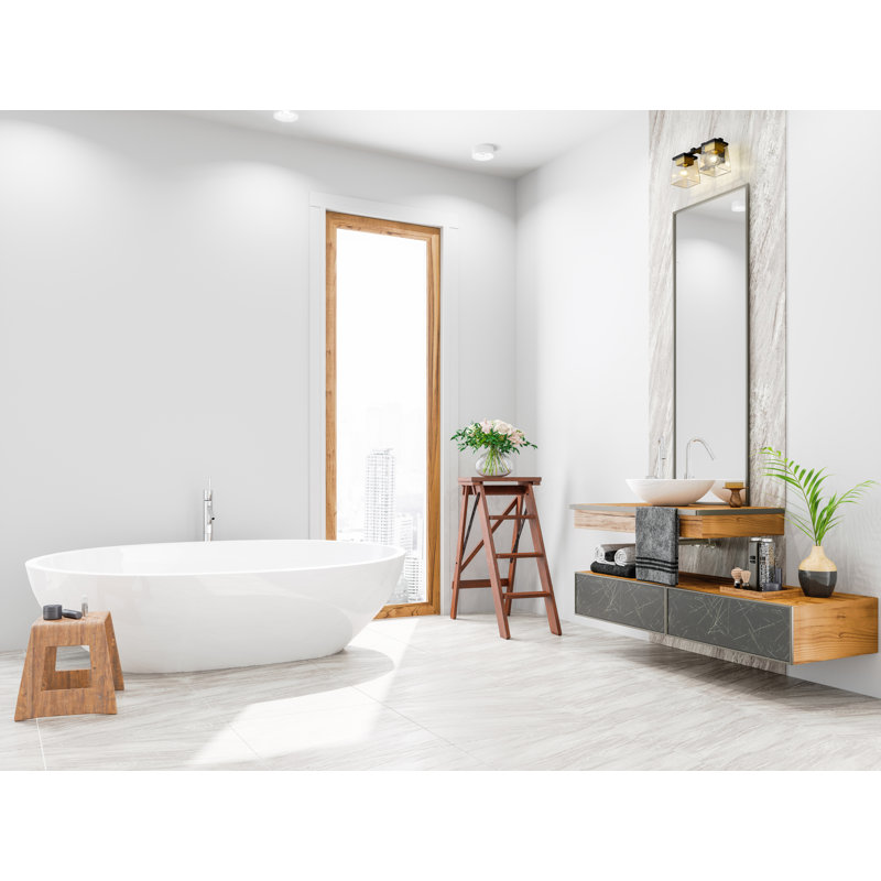 Éclairage de salle de bain à intensité variable 2 lumières Braydon, Laiton vieilli