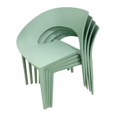 Holiday - Chaise simple en polypropylène vert brume - Conception monobloc pour l'intérieur et l'extérieur, convient aux salons, salles à manger, jardins, terrasses et autres (ensemble de 4)