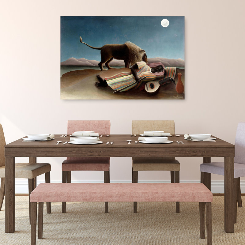 «Sleeping Gypsy», 1897, classique traditionnel abstrait, paysage de lion, art mural, H 32 po x l 48 po