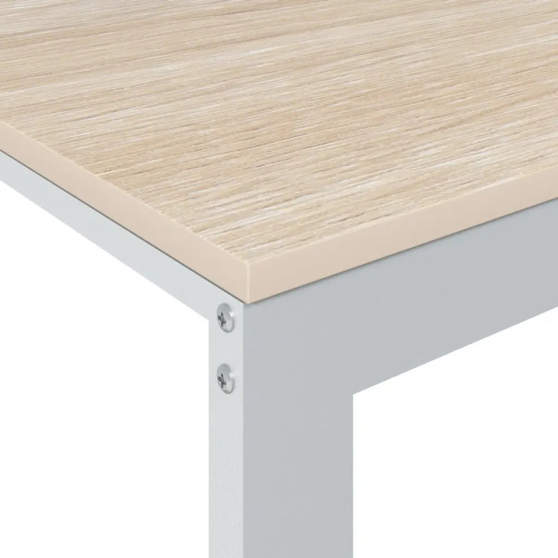 Abdalmalak Solid Wood Top Writing Desk, White/Oak