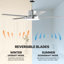Ventilateur de plafond noir 52 po avec lumières et télécommande Télécommande avec 5 pales en bois réversible et 3 lumières DEL de couleur-311547723