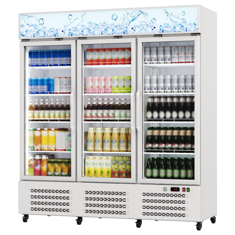 Réfrigérateur commercial à boissons, 38,9 pieds cubes Réfrigérateur à 3 portes vitrées avec refroidissement à 360 °, sans givre, lumière DEL douce, réfrigérateur à boissons à tablettes réglables